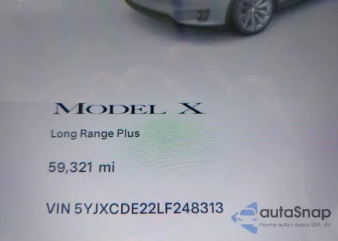 2020 Tesla Model X Long Range Dual Motor All-Wheel Drive/Long Range Plus Dual Motor All-Wheel Drive z USA, uszkodzony, nr VIN 5YJXCDE22LF248313